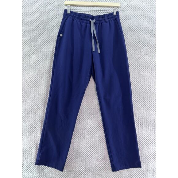 Figs Pants Womens M Blue Scrubs Straight Leg PullOn Elastic Waist Pocket Medical - Picture 1 of 15